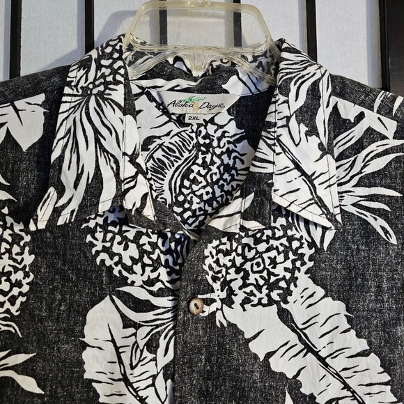 Black White Pineapple Vintage Hawaiian Aloha Days Inside Out Style (AS115) - Picture 2 of 5